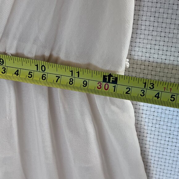 Ivory‎ Sleeveless Babydoll Top Lace Trim Semi Sheer Tiered Ruffle Blouse Sz S/M - Picture 8 of 14